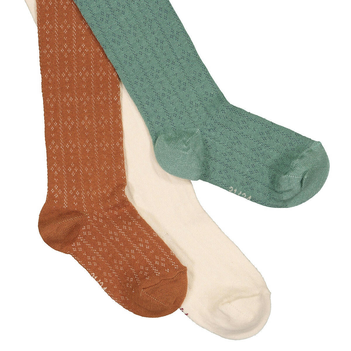 Lot de 3 paires de collants unis, maille pointelle