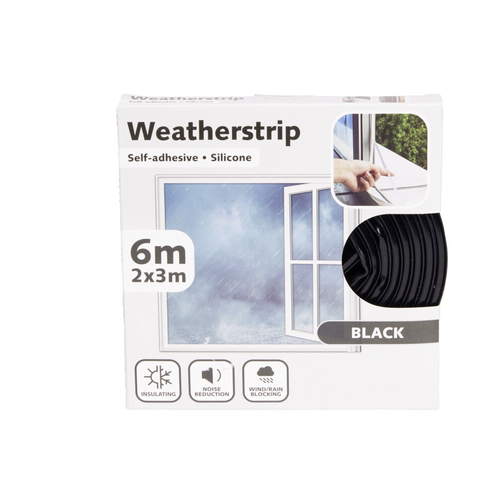 Joint d'isolation adhésif silicone plat pour porte et fenêtre 6m noir