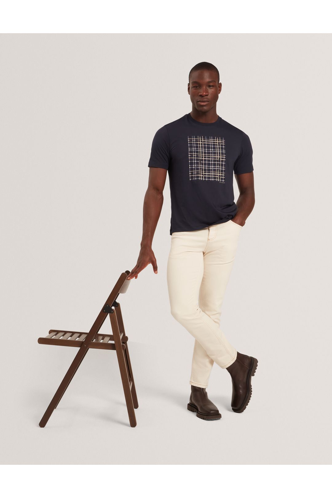 Ted Baker Sionan Ss Box Print T-Shirt Navy