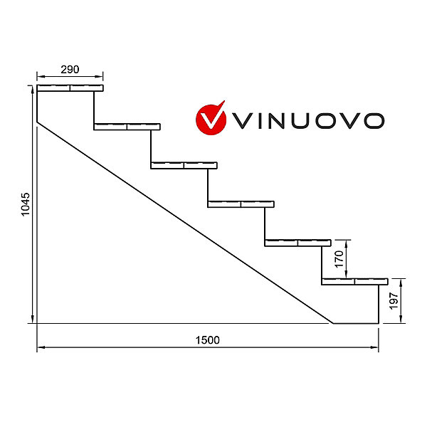 BERLIN Escalier extérieur bois 6 marches H 105cm L-160cm - avec contre marche