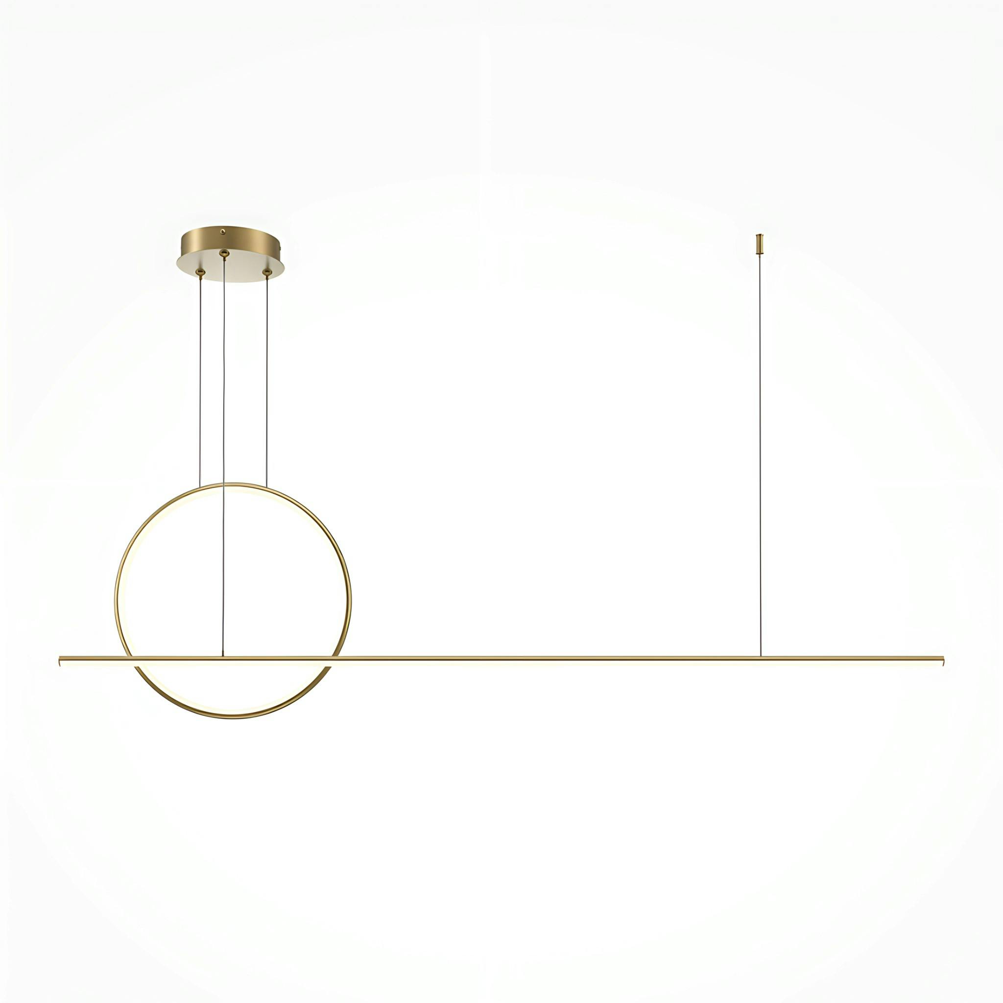 Suspension salon – anneau et barre horizontale dorée SALEM