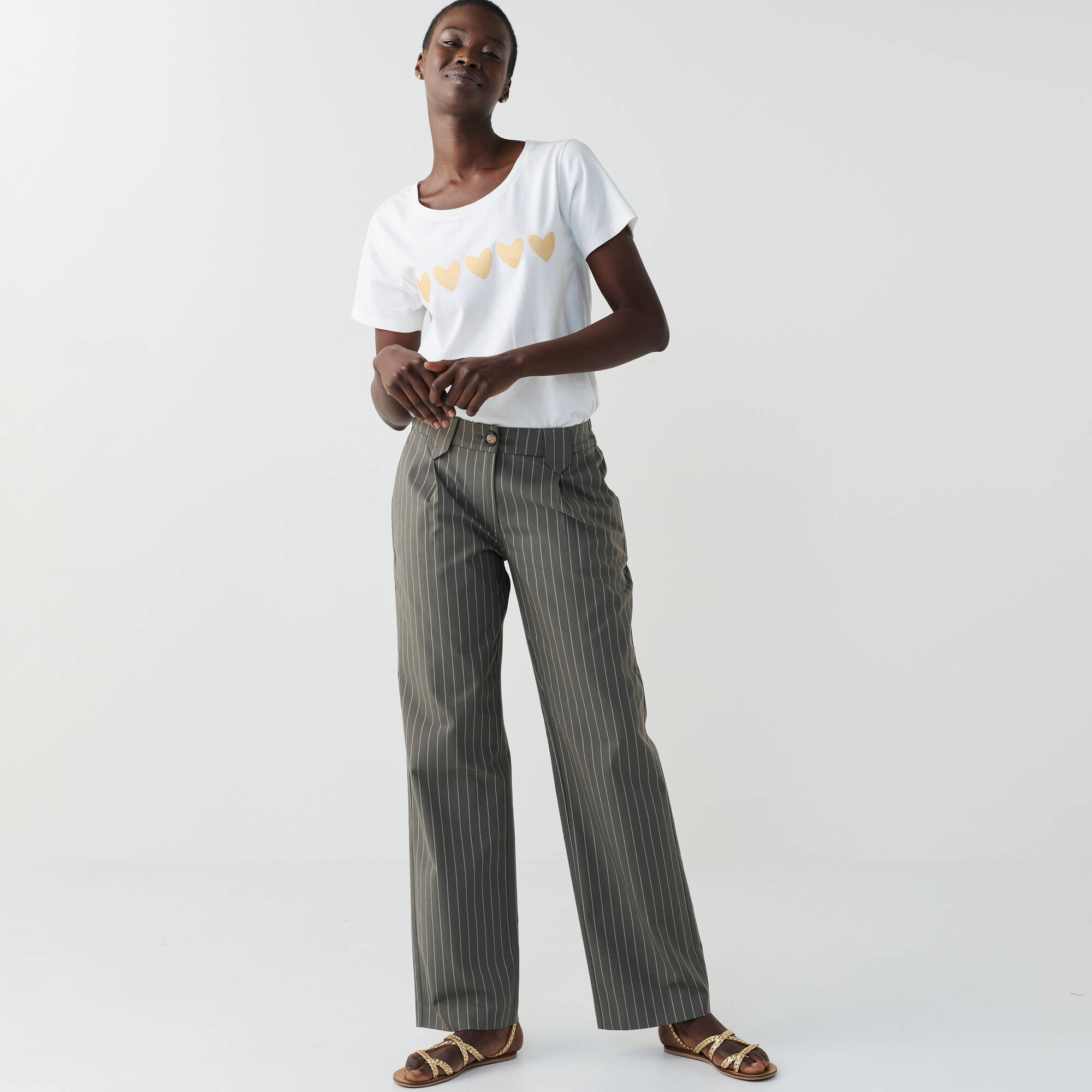 T-shirt manches courtes, imprimé coeurs dorés