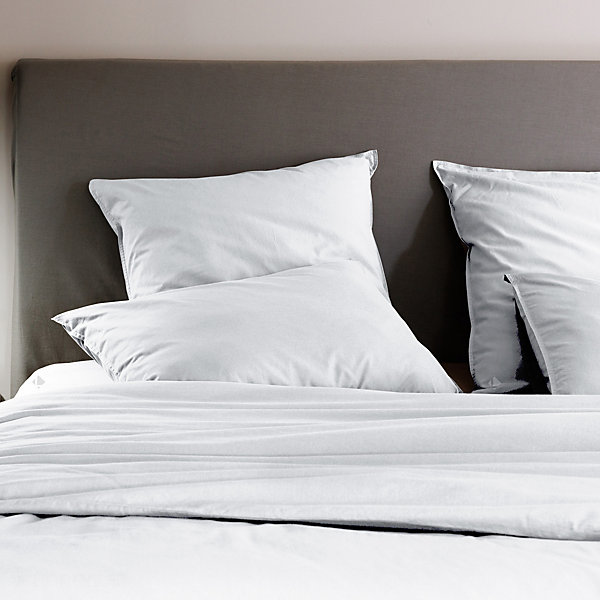 Drap housse PALACE pur coton lavé 160x200 cm bonnet 35 cm uni blanc neige