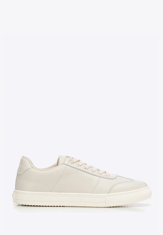 Męskie sneakersy ze skóry licowej beżowe