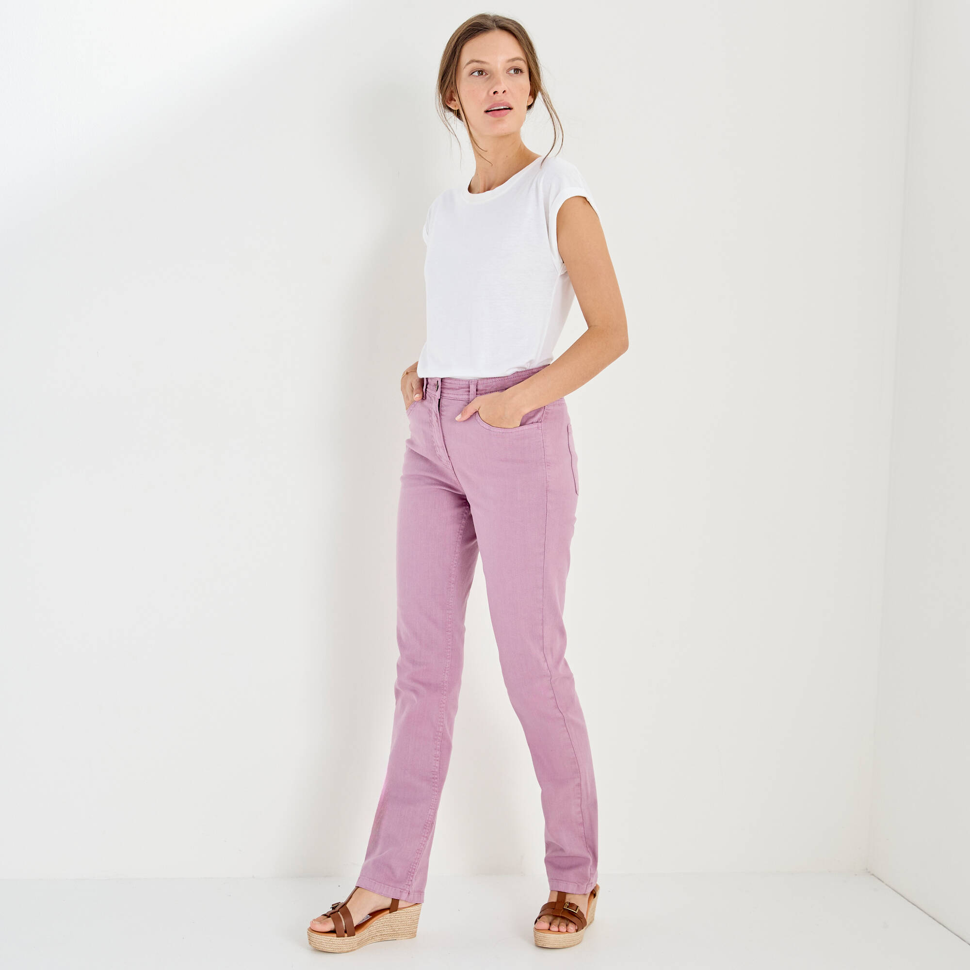 Pantalon droit sculptant, renfort gainant