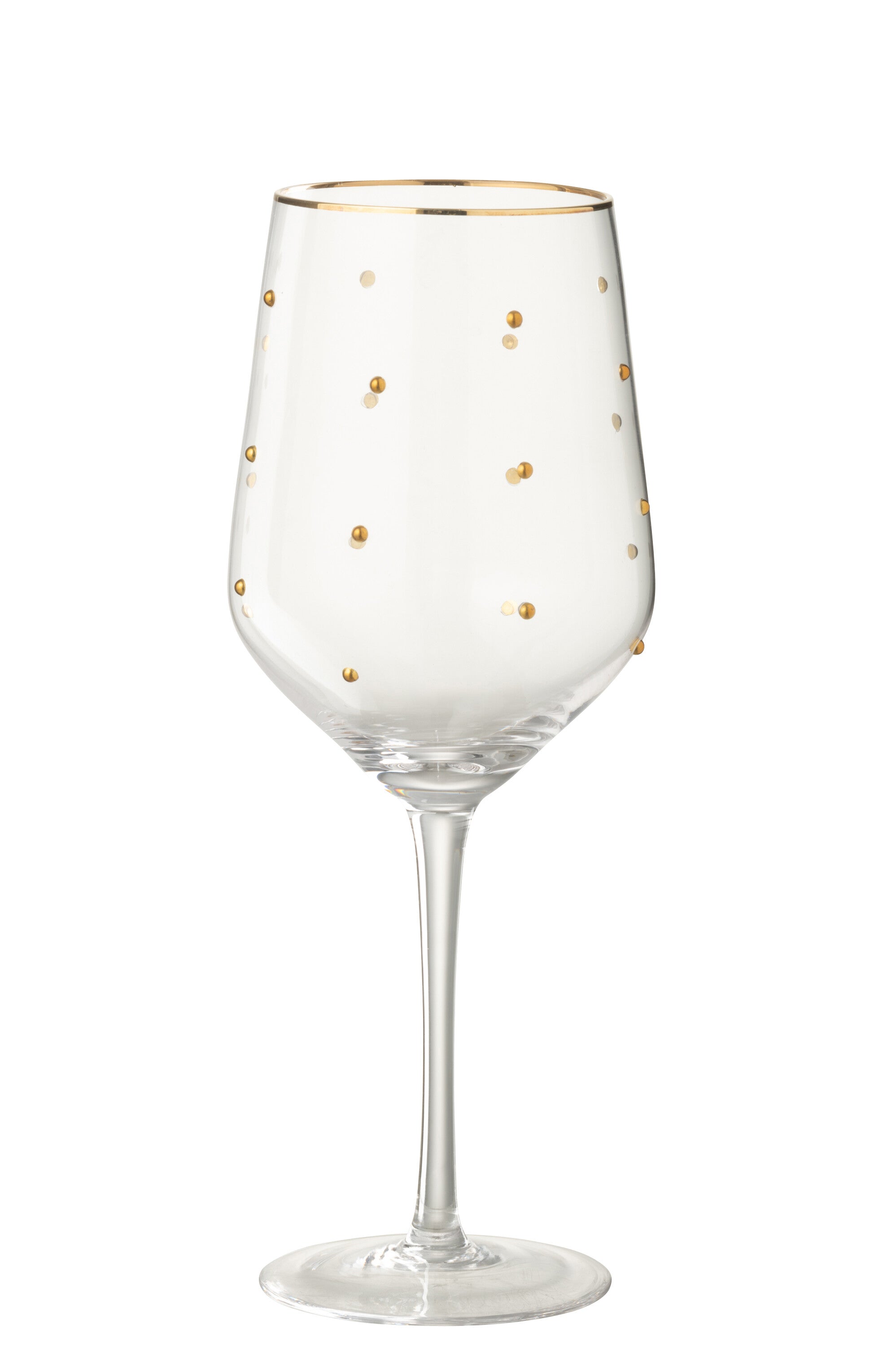 J-Line wijnglas Stippen - glas - tansparant goud