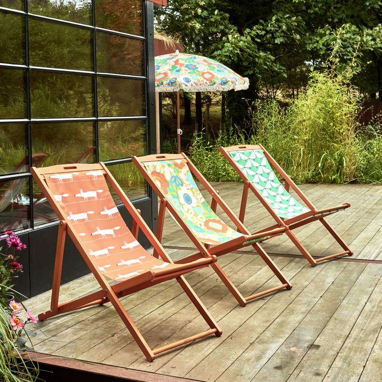 Habitat x Scion Folding Wooden Garden Deck Chair - Mr Fox