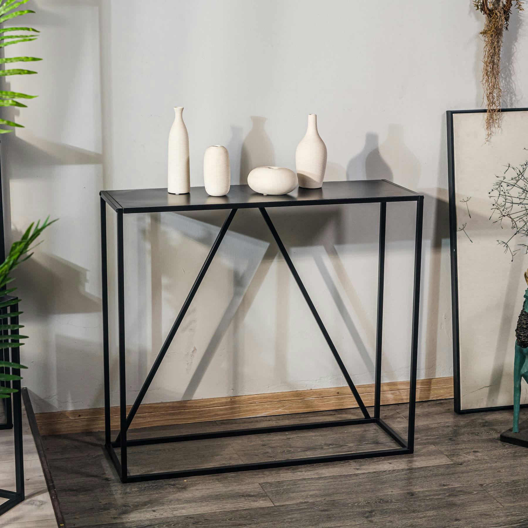 - Console style industriel en métal noir