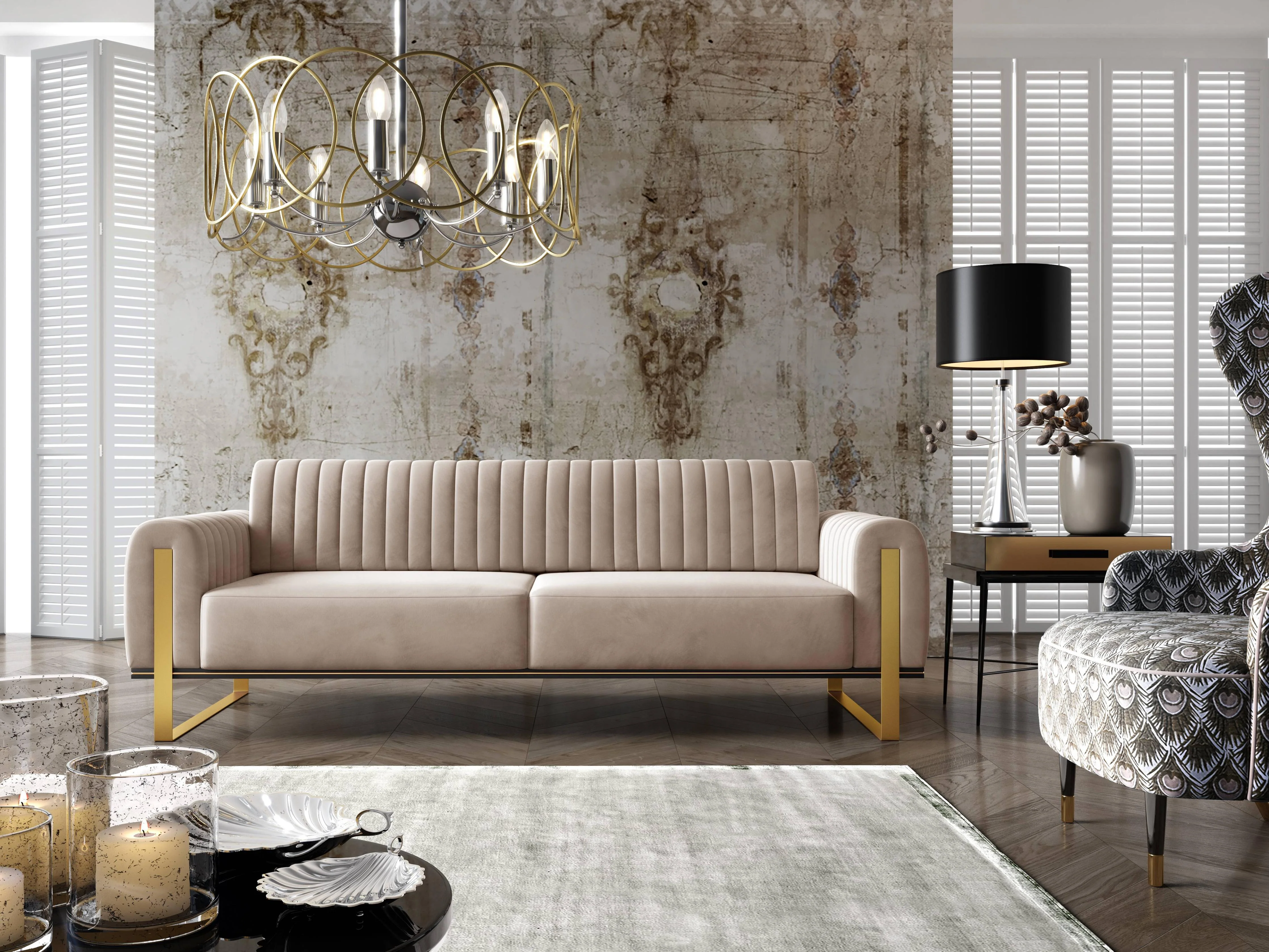 3-zitsbank Nouveau velvet