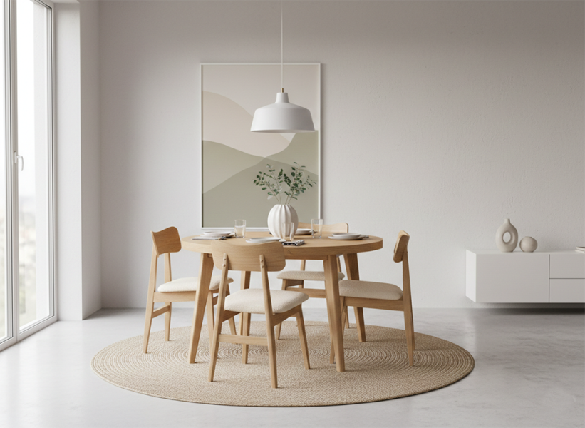 Zestaw Stół Okrągły Fornirowany 120/220cm   4 krzesła Agata II