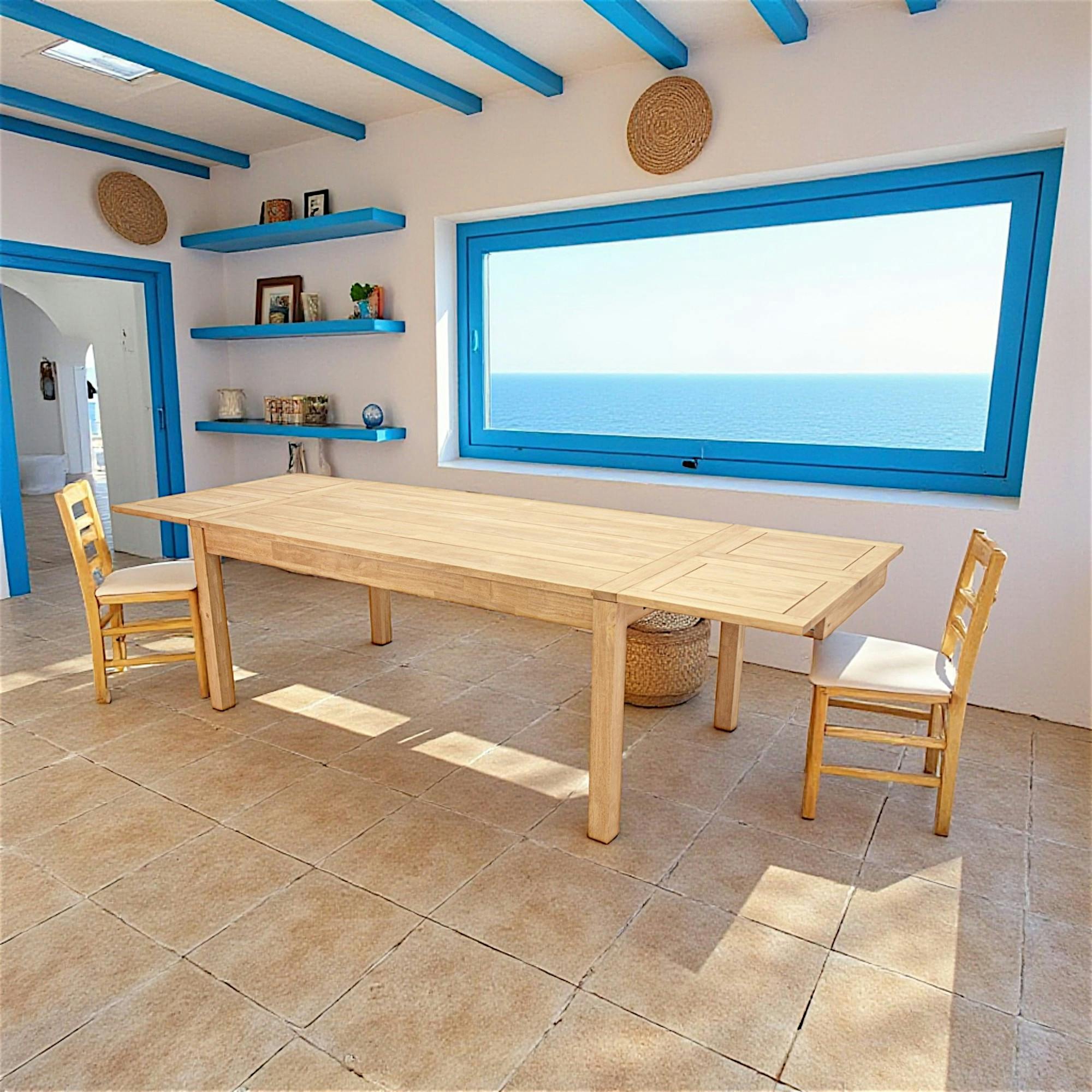 Table repas rectangle extensible 180-280cm hévéa ATTAN