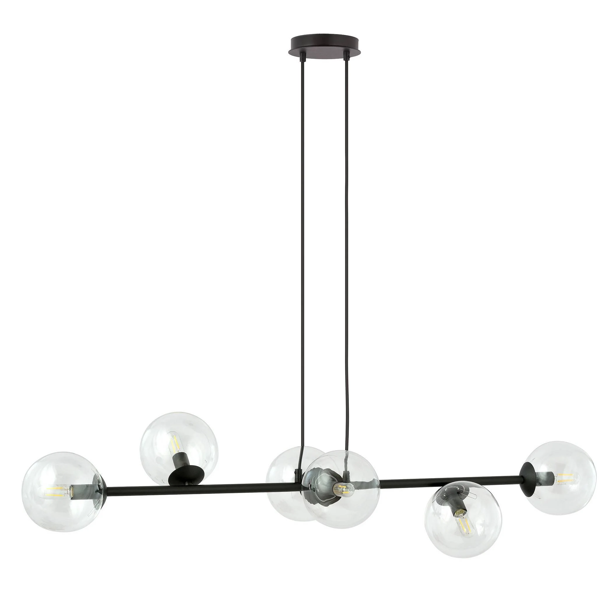 Zwarte hanglamp eettafel Valentino 6-lichts