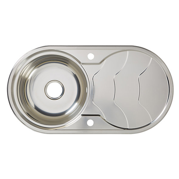 évier en inox 1 bac à encastrer et égouttoir Cooke &Lewis Jemison