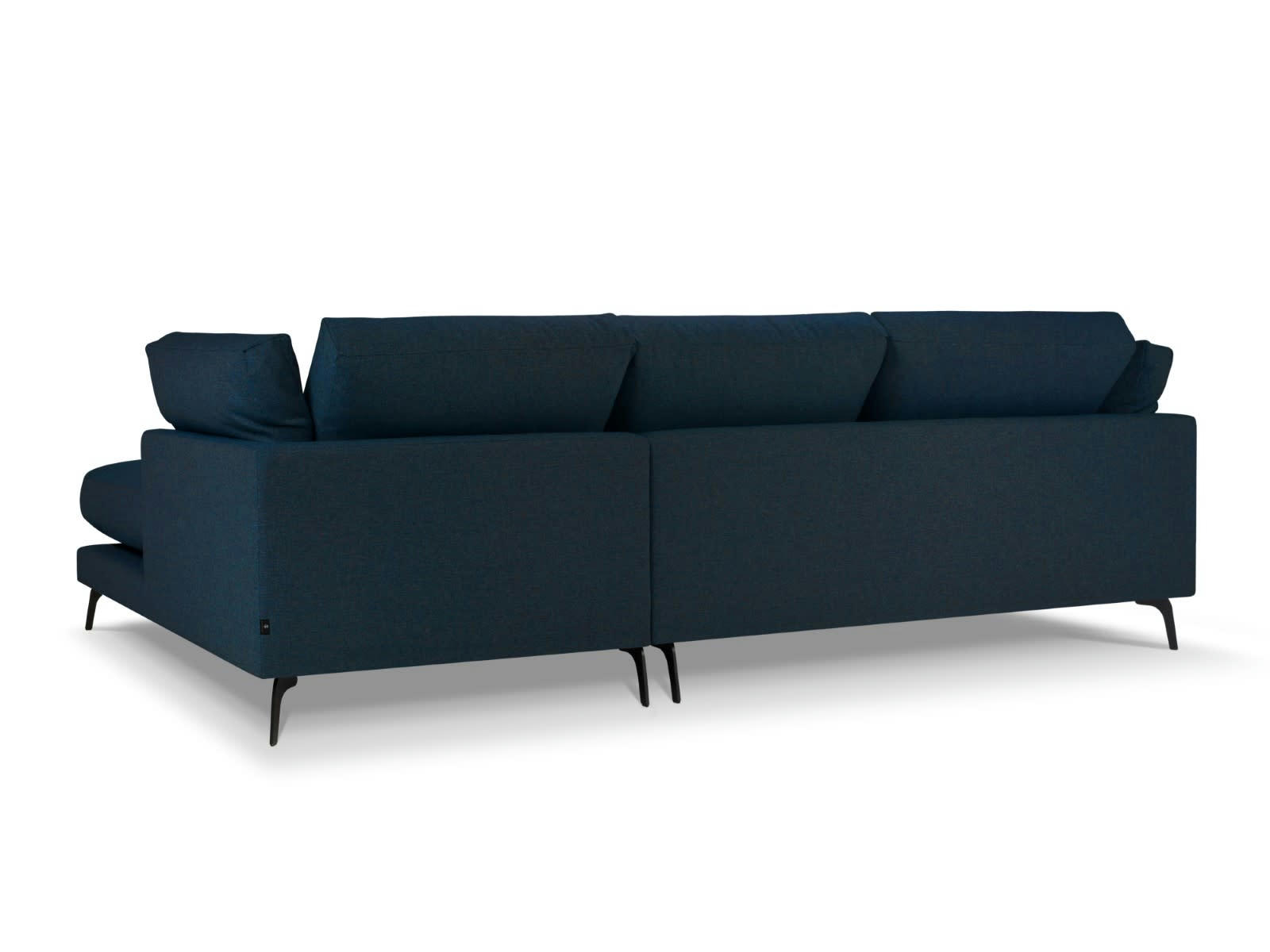 CAMILLE - Canapé D'Angle Droit 5 places en Tissu Structurel Bleu Foncé