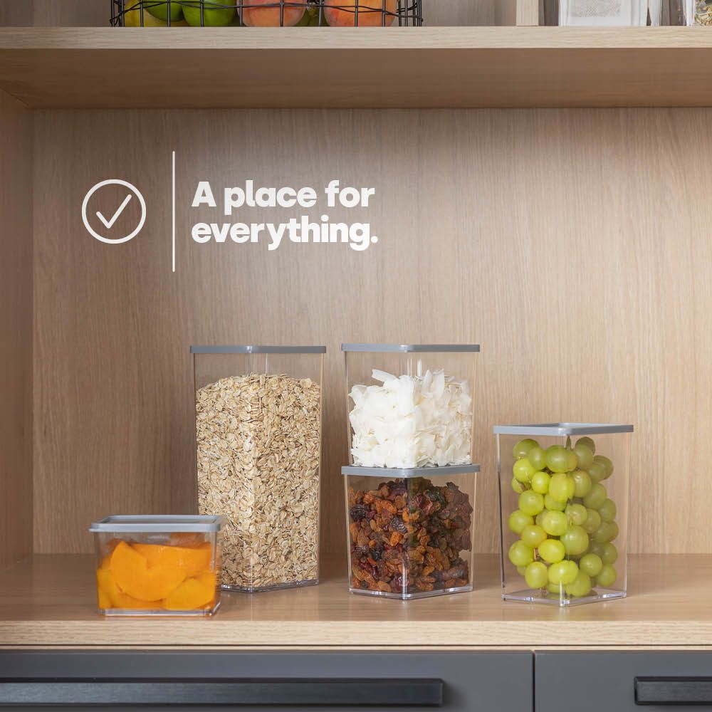 LIVIVO Food Storage Containers Set of 5 Grey Airtight Pots