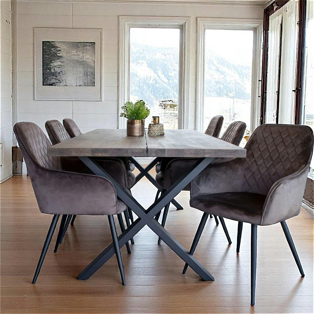 Fauteuil de table en velours taupe (lot de 2) SAVONE