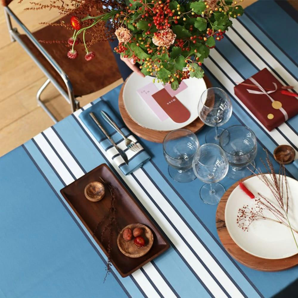 ESPELETTE - Nappe coton Bleu 170x250 cm