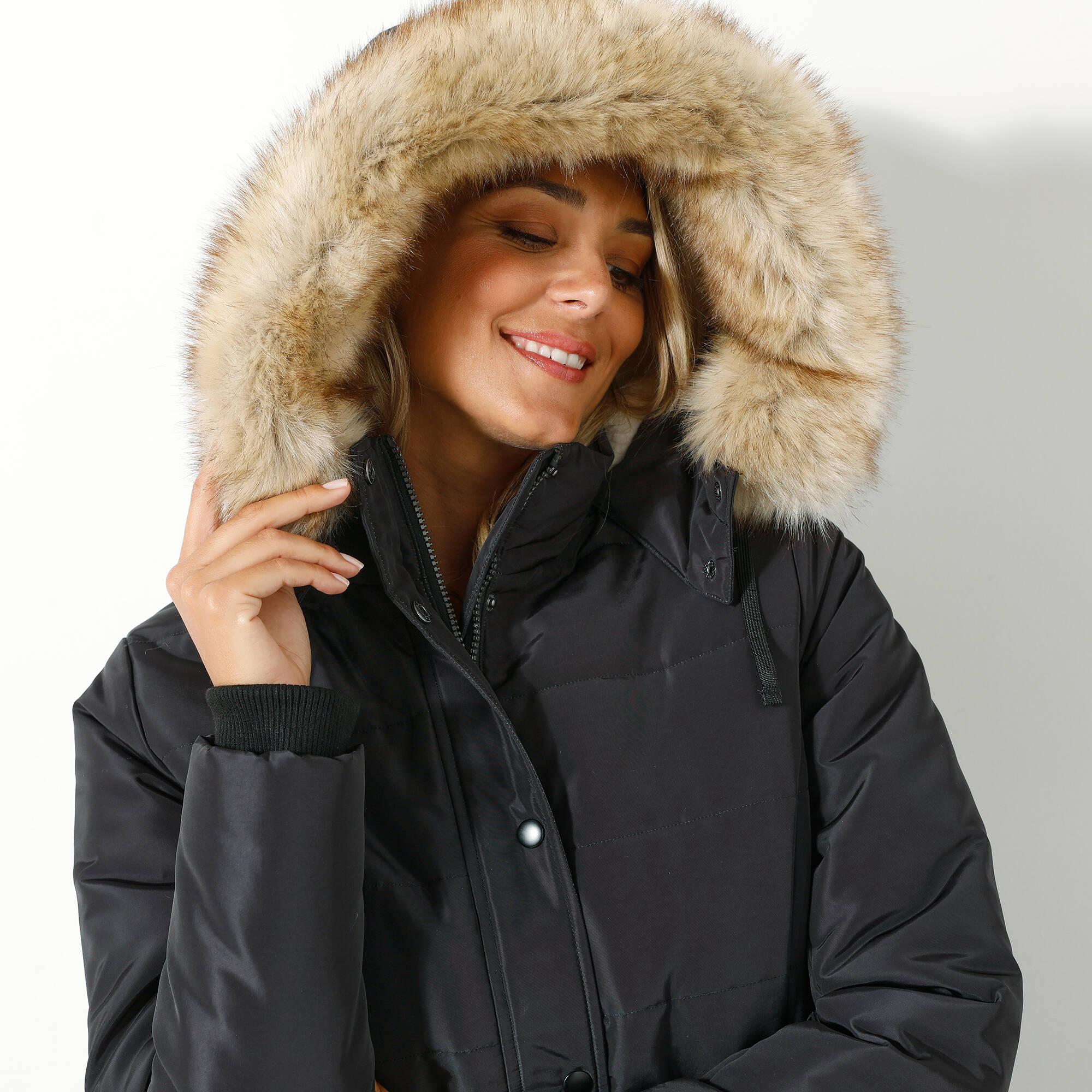 Doudoune à capuche imperméable, doublée polaire sherpa