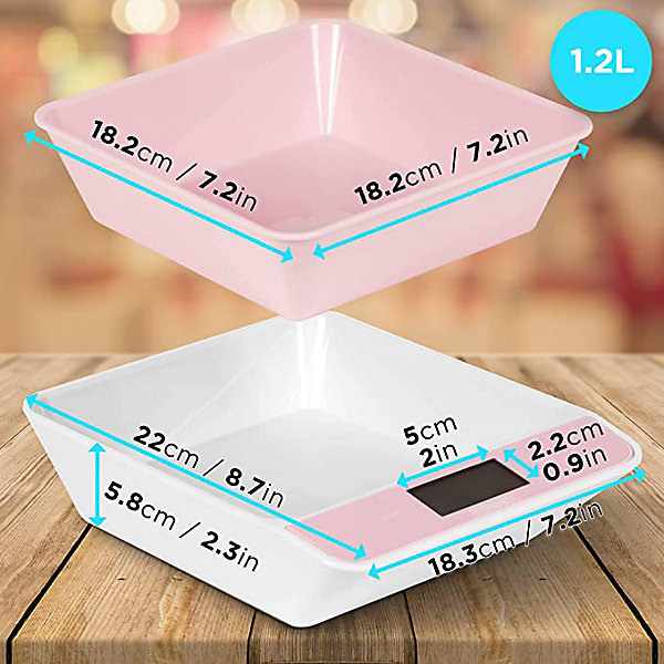 KS100 PK Balance de cuisine Capacité 5 kg Affichage numérique Ajout de poids Précision 1 g Bol 1,2L 4 capteurs précis Duronic