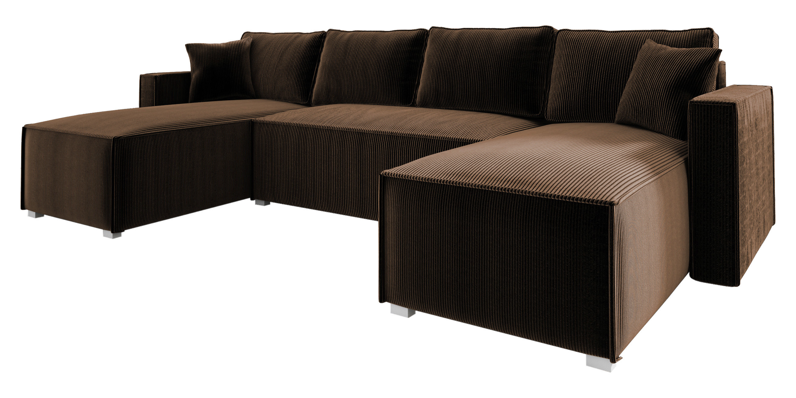 Sztruksowa rozkładana rogówka na sprężynach NOEMI U brązowa sofa do salonu