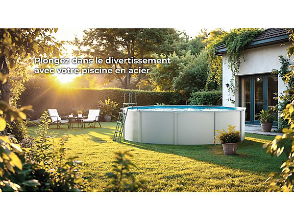 Kit piscine acier blanc Gré Bora Bora ronde 3,20 x 1,22 m   Bâche hiver