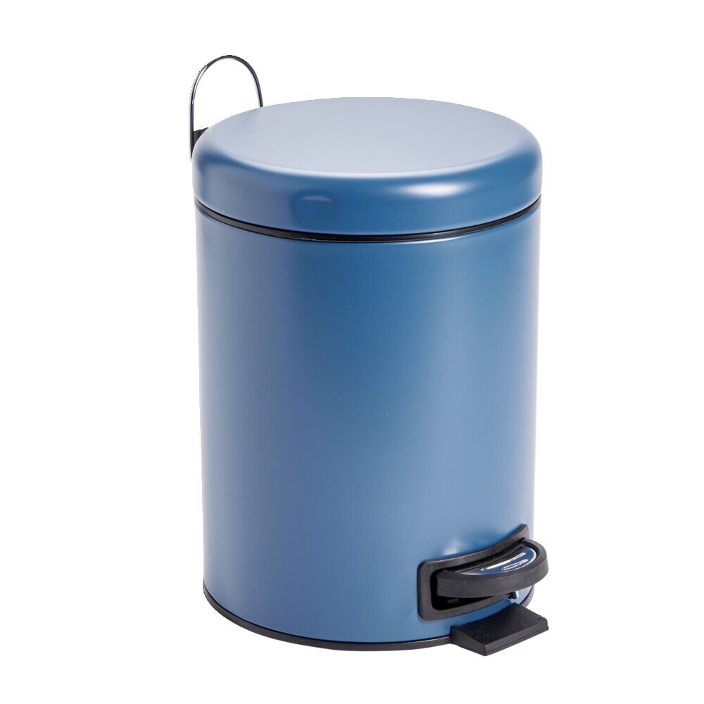 Poubelle à pédale salle de bain métal bleu 5L Ø20,5xH27,5cm