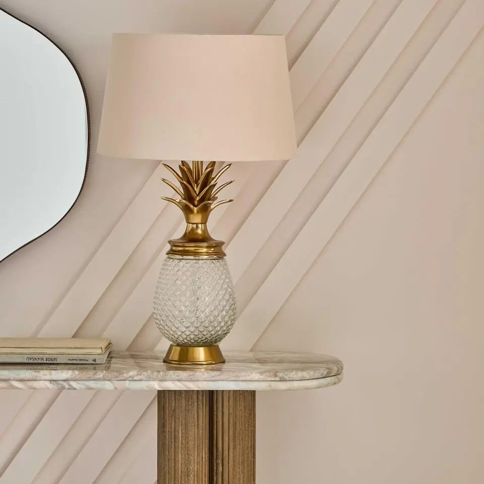 ANANAS Tafellamp - Goudkleurig - 18x18x48 cm