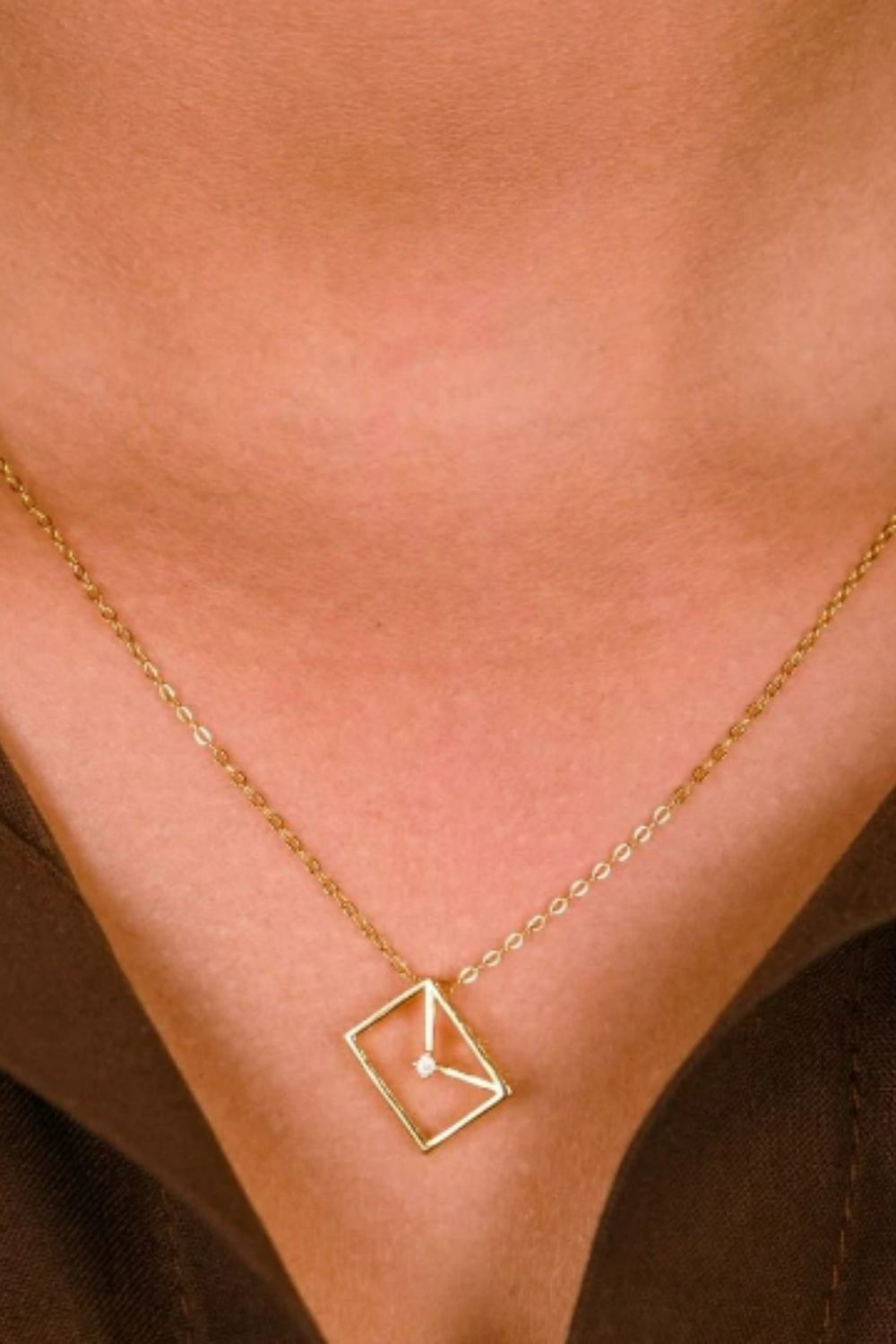 The Colourful Aura 925 Silver Square Dainty Envelope Charm Letter Slim Unique Pendant Necklace
