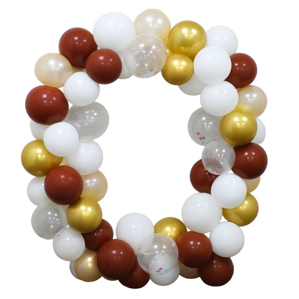 Kit arche à ballons alu et latex x37 Happy Birthday tons chocolat