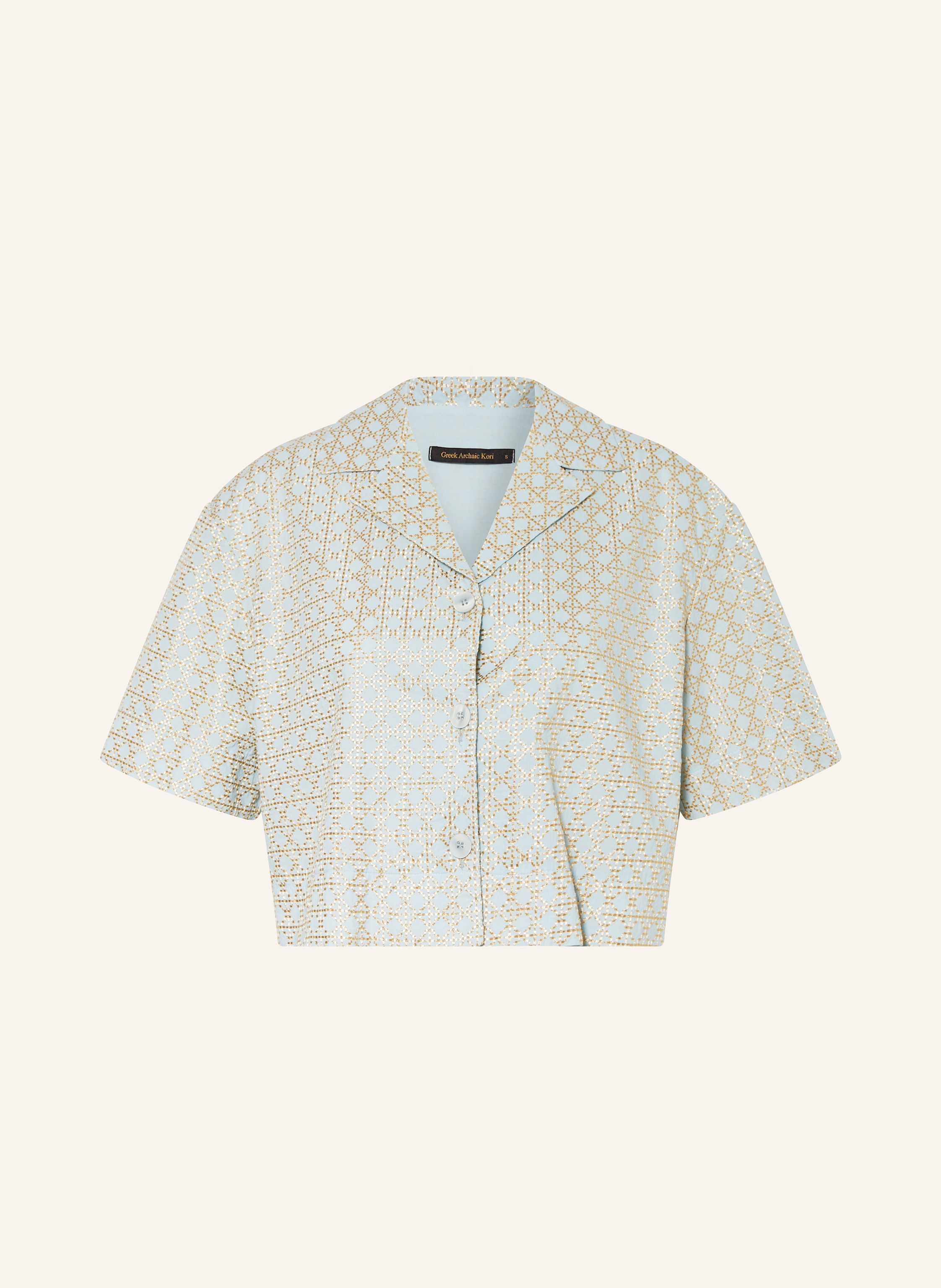 Greek Archaic Kori Cropped-Bluse CROSS mit Glitzergarn
