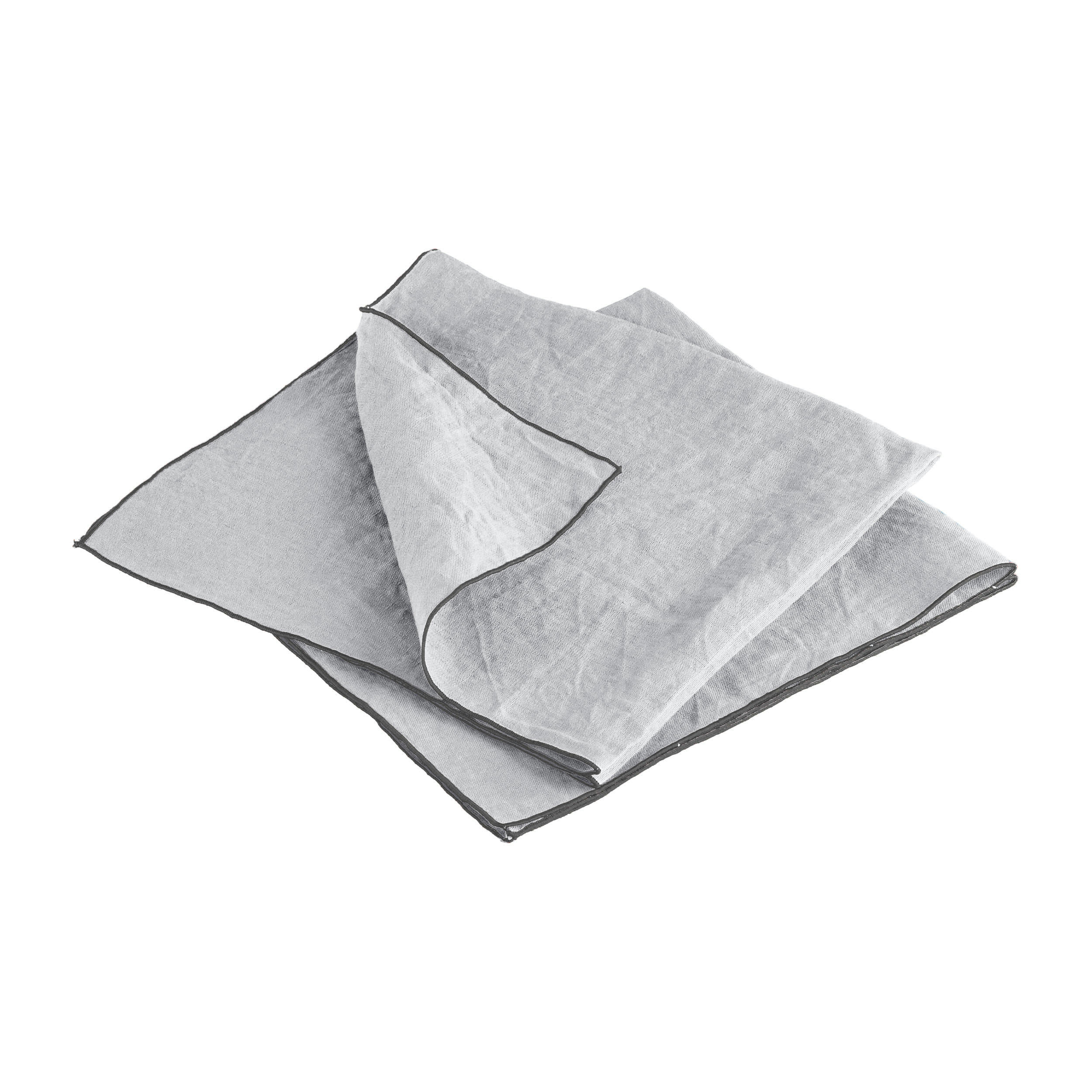 AUTOUR DU LIN - Lot de 2 serviettes de table en lin lavé 45x45cm Gris, Anthracite