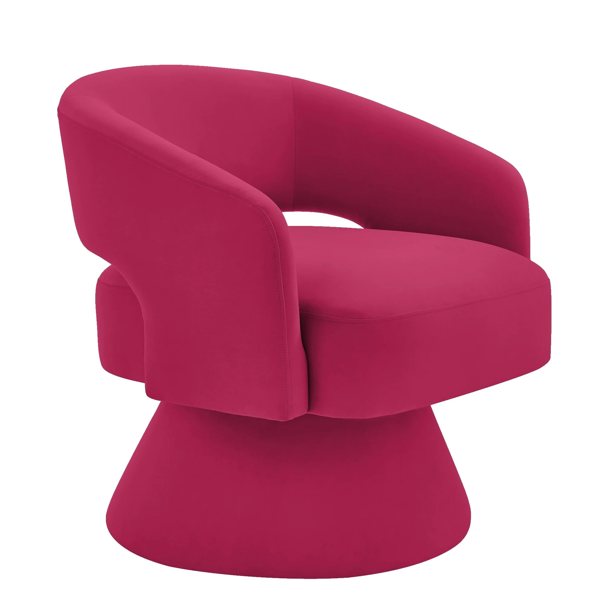 Rose Pink Modern 27.5 Upholstered 360° Swivel Barrel Chair with Open Back