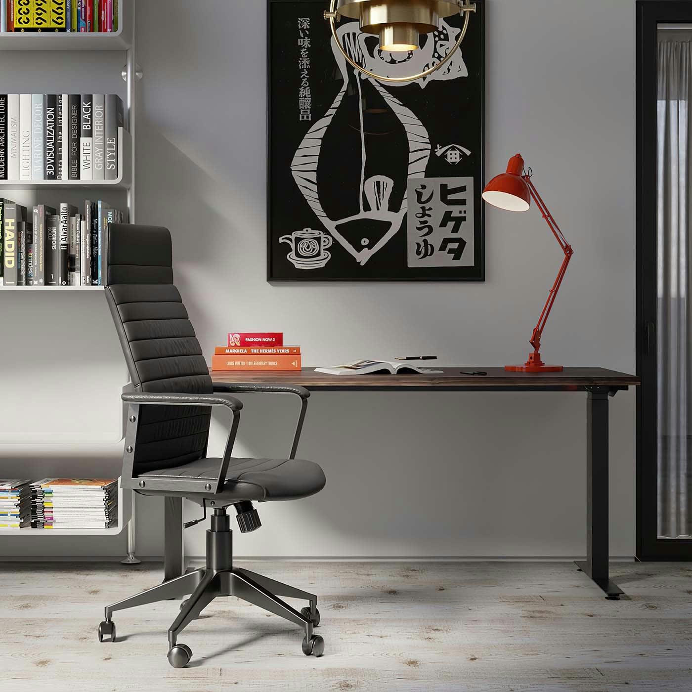 SMART - Bureau réglable assis-debout en acacia et acier noir L160