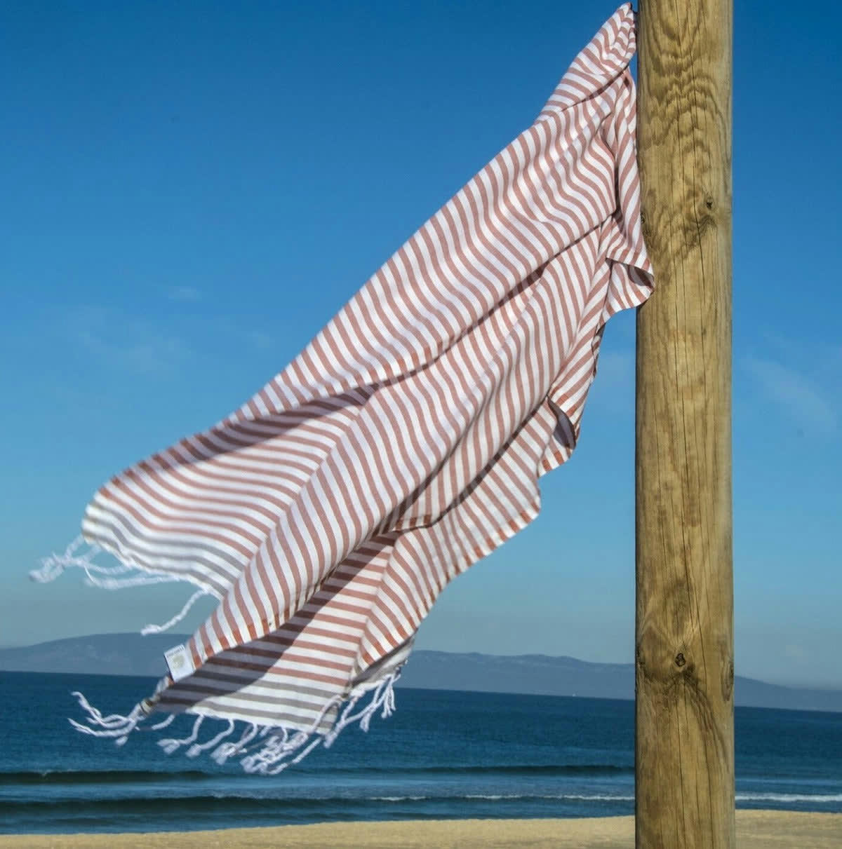 BORA BORA - Fouta coton  100x200 terracotta / taupe clair