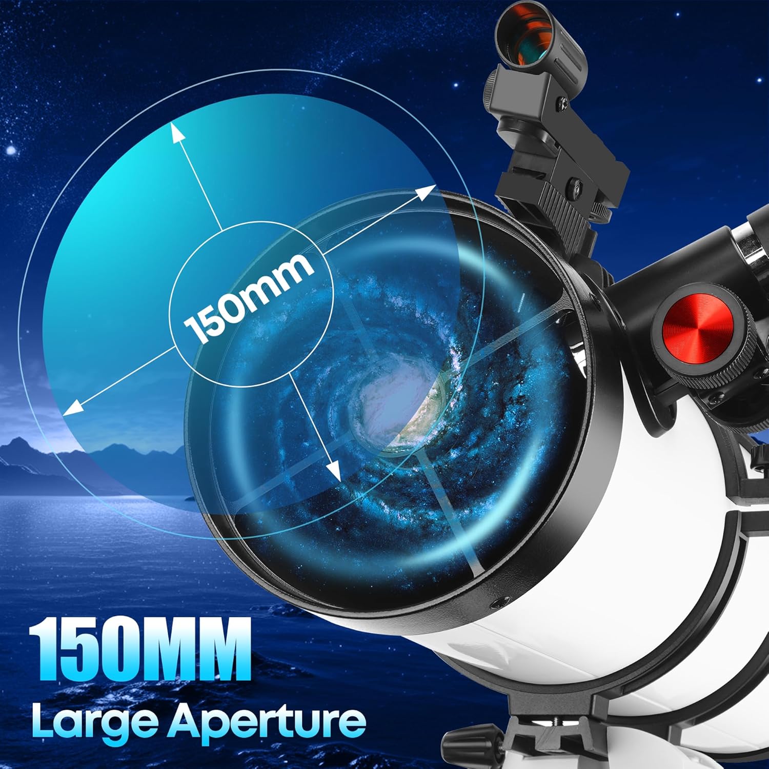 Telescope 150EQ Astronomical Professional Telescope for Adults High Powered  Manual Equatorial Reflector Telescopes for Beginners with Phone Adapter  Moon Filter  Stainless Tripod - with Carrying Bag
