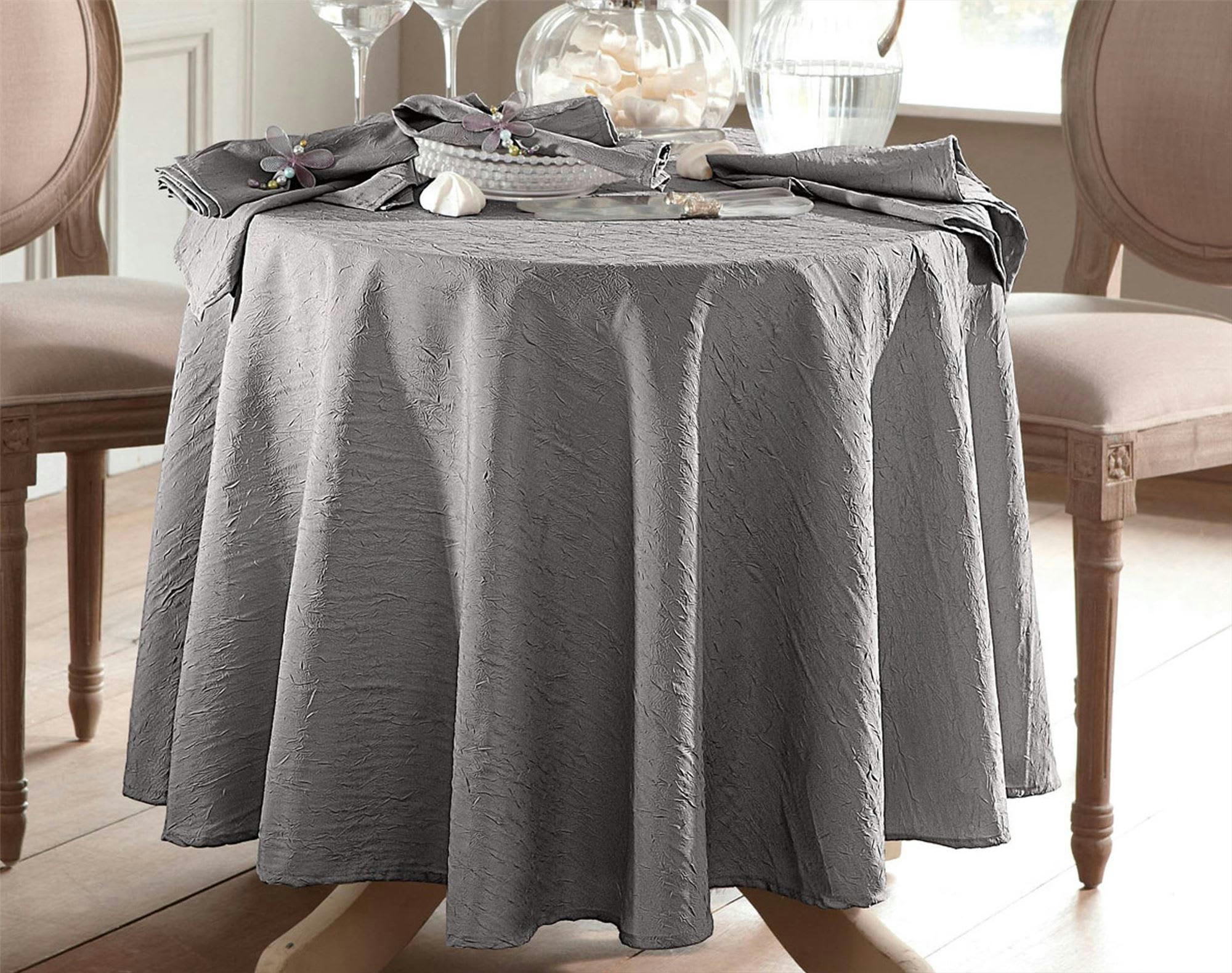FONTANA - Nappe ovale gris 180x235 en polyester