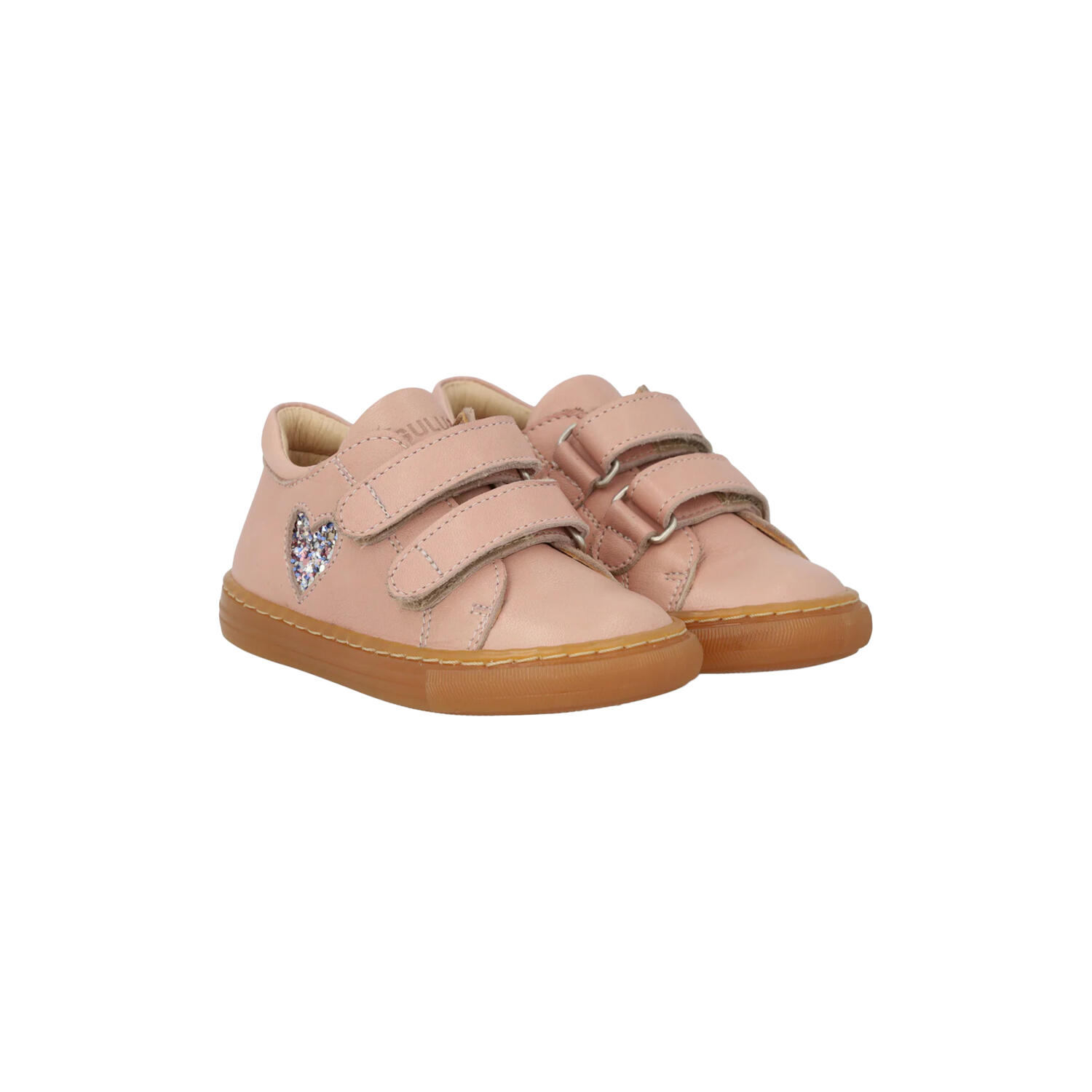 Begynder sneaker med funklende glitterhjerte, rosebud/pastel multi glitter