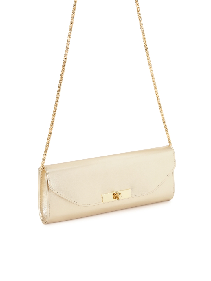 Oblong clutch bag in gold color