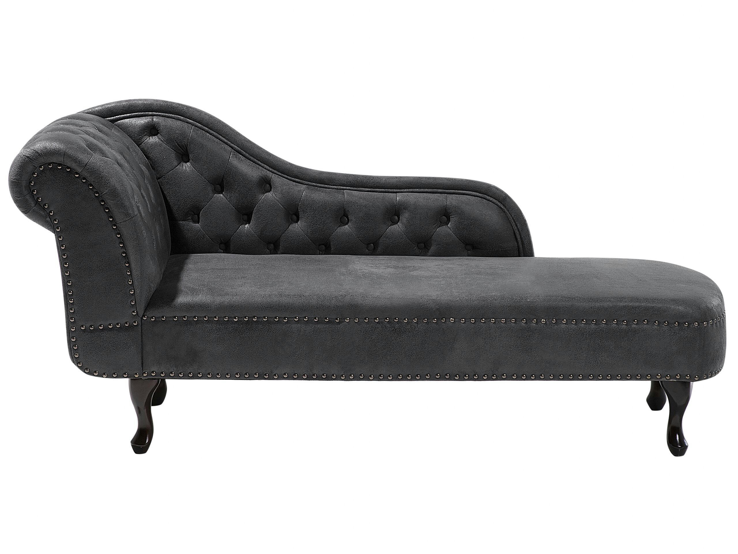 NIMES - Chaise longue Chesterfield grise en cuir PU