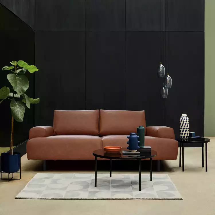 Habitat Julien Faux Leather 2 Seater Sofa - Tan