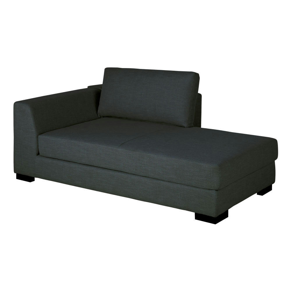 Terence - Méridienne-coffre gauche pour canapé modulable gris anthracite