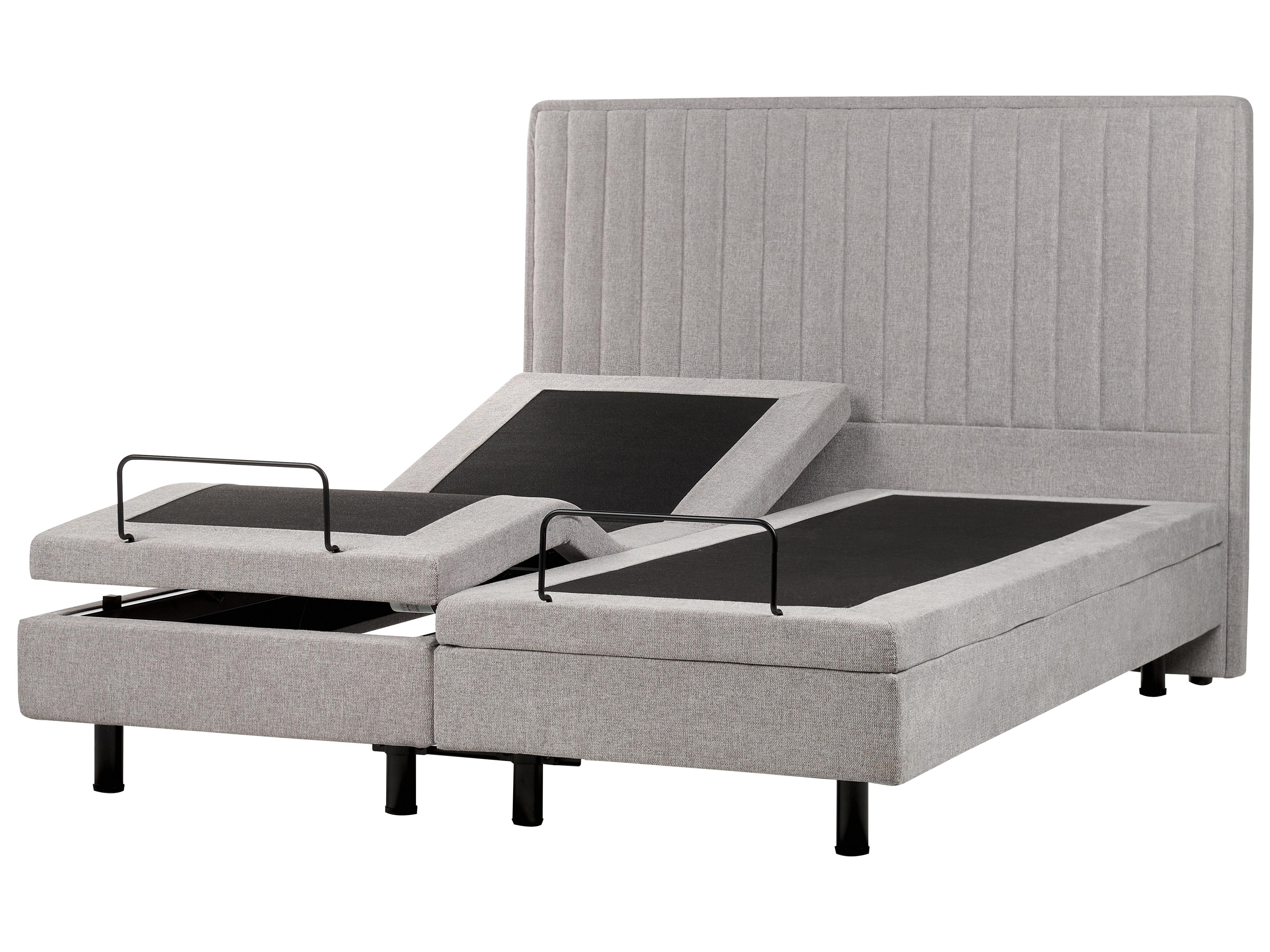 Adjustable Bed Fabric CASTELLAN 160 x 200 cm (EU King Size) Light Grey