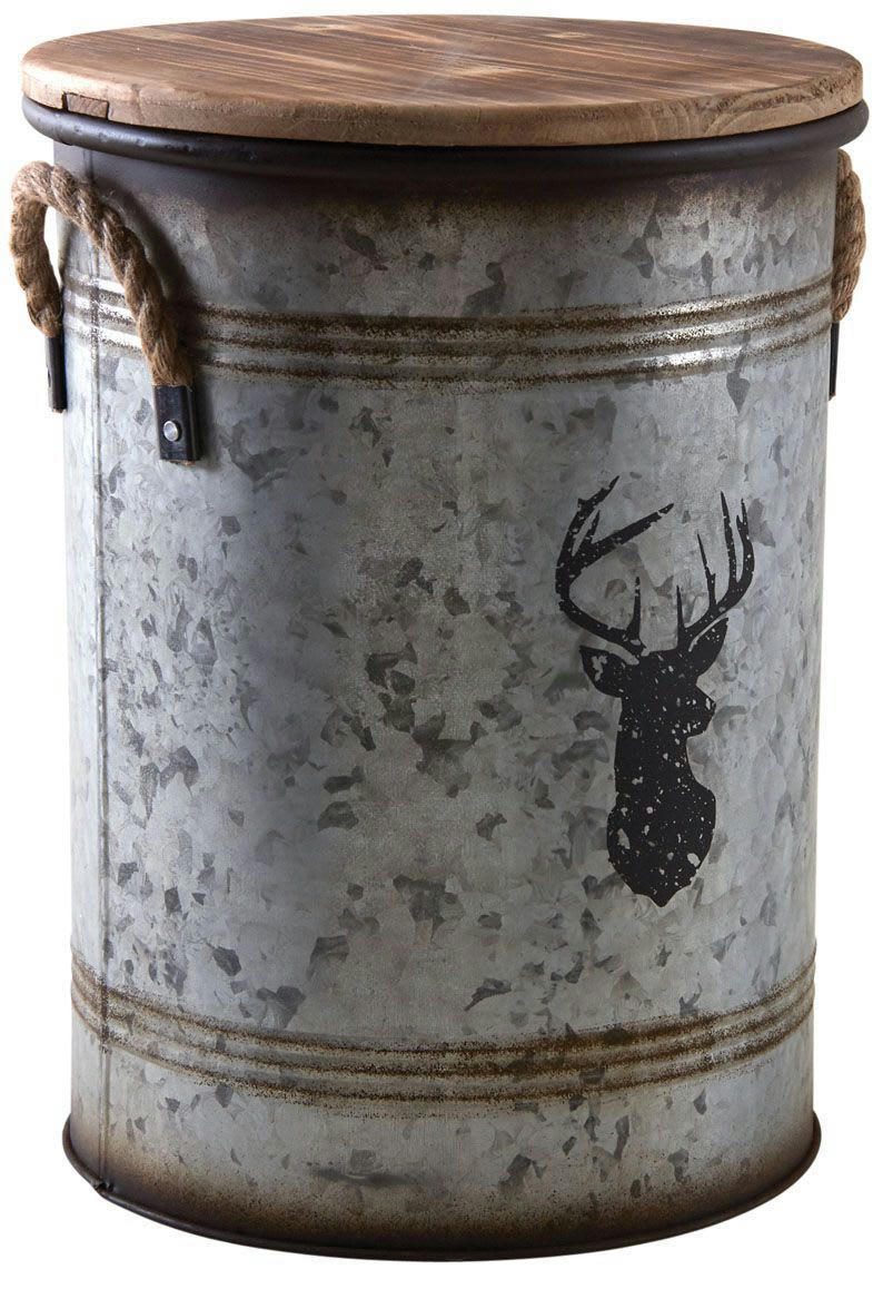 - Tabouret et seau à pellets métal galvanisé cerf