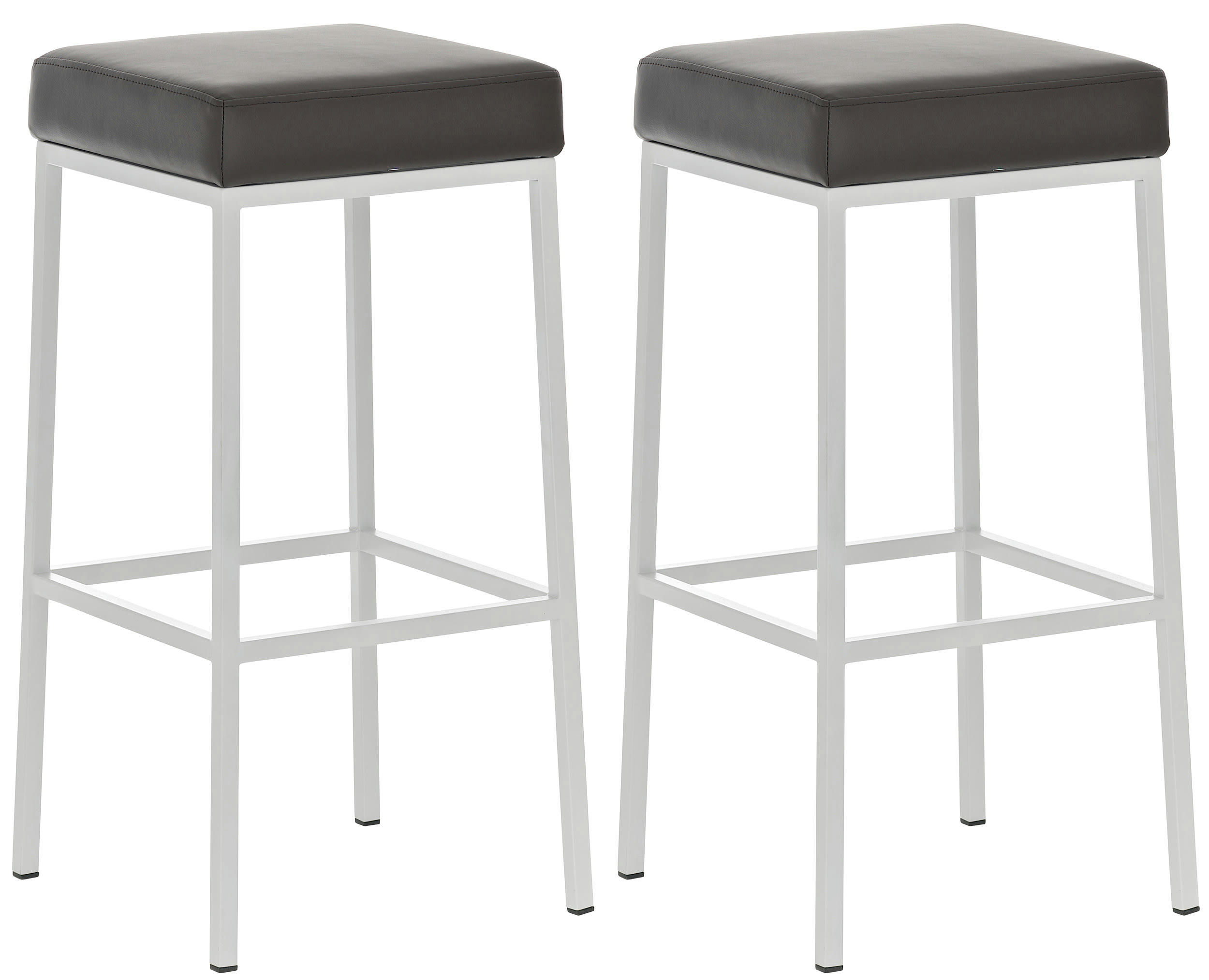 MONTREAL - Lot 2 tabourets de bar avec pieds en métal en similicuir Marron