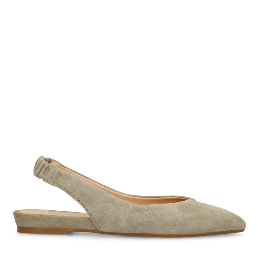 Manfield Groene suède slingbacks