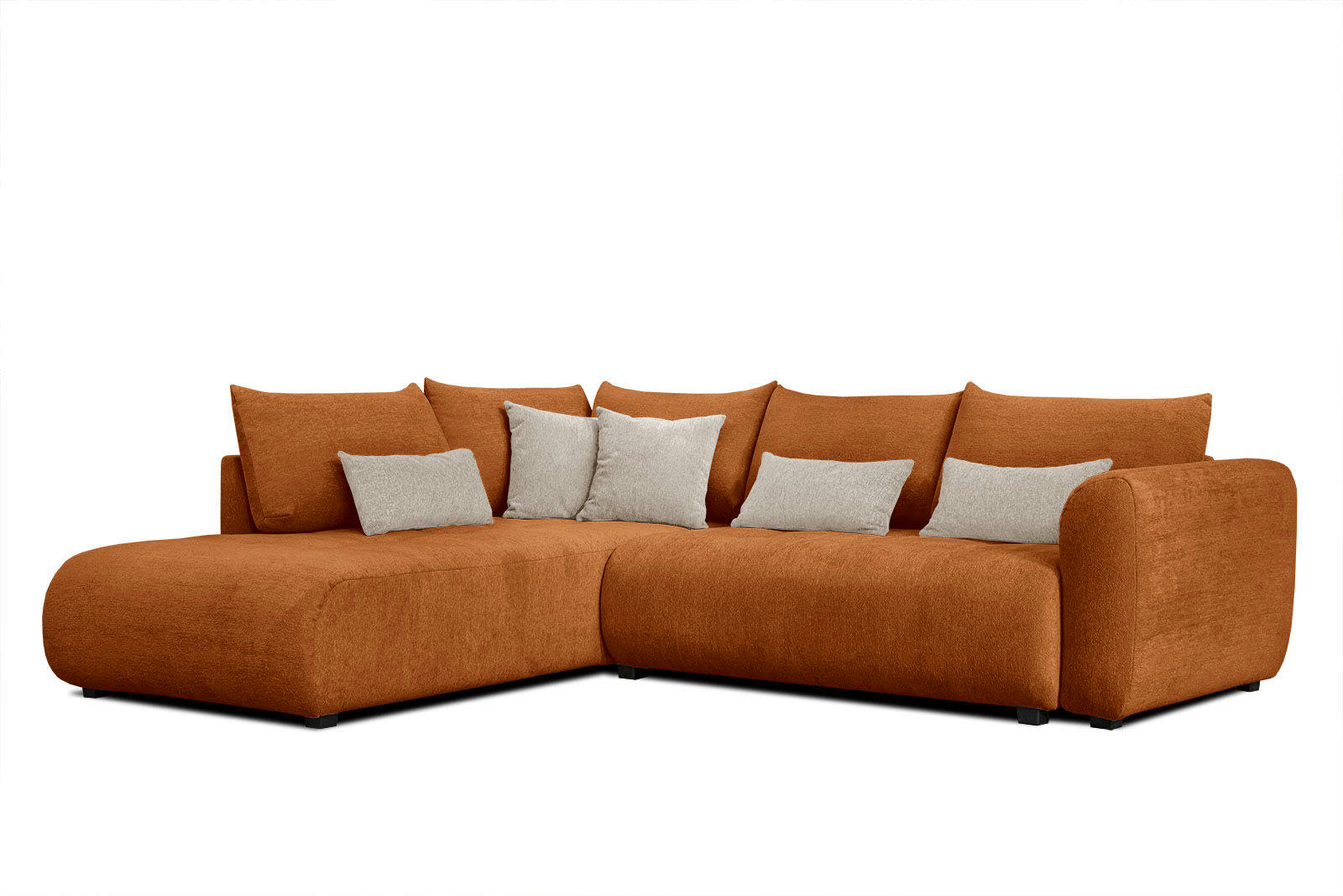 SORENO - Canapé d'angle gauche 5 places noisette avec le couchage