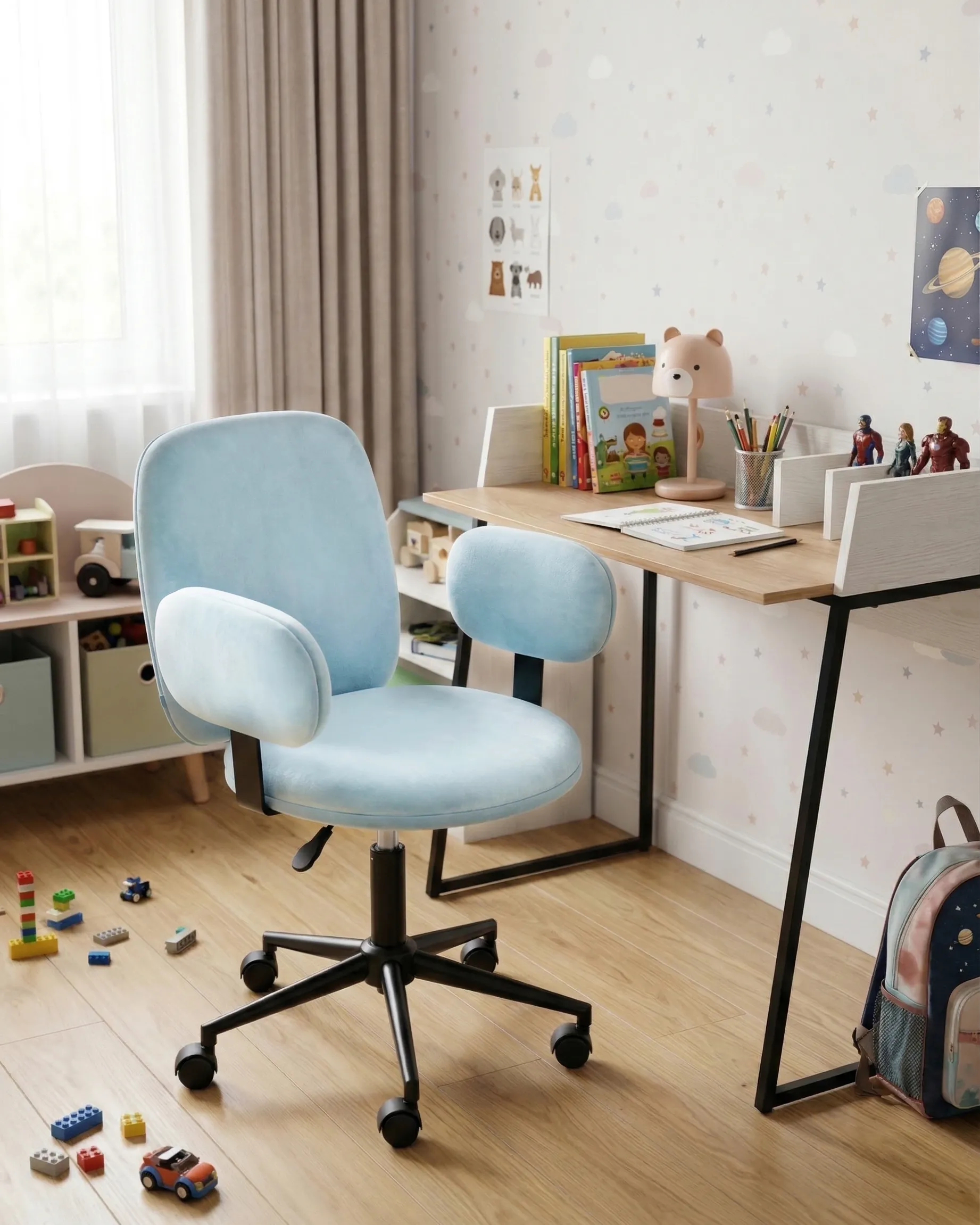 Desk Chair MORAGA Velvet Light Blue
