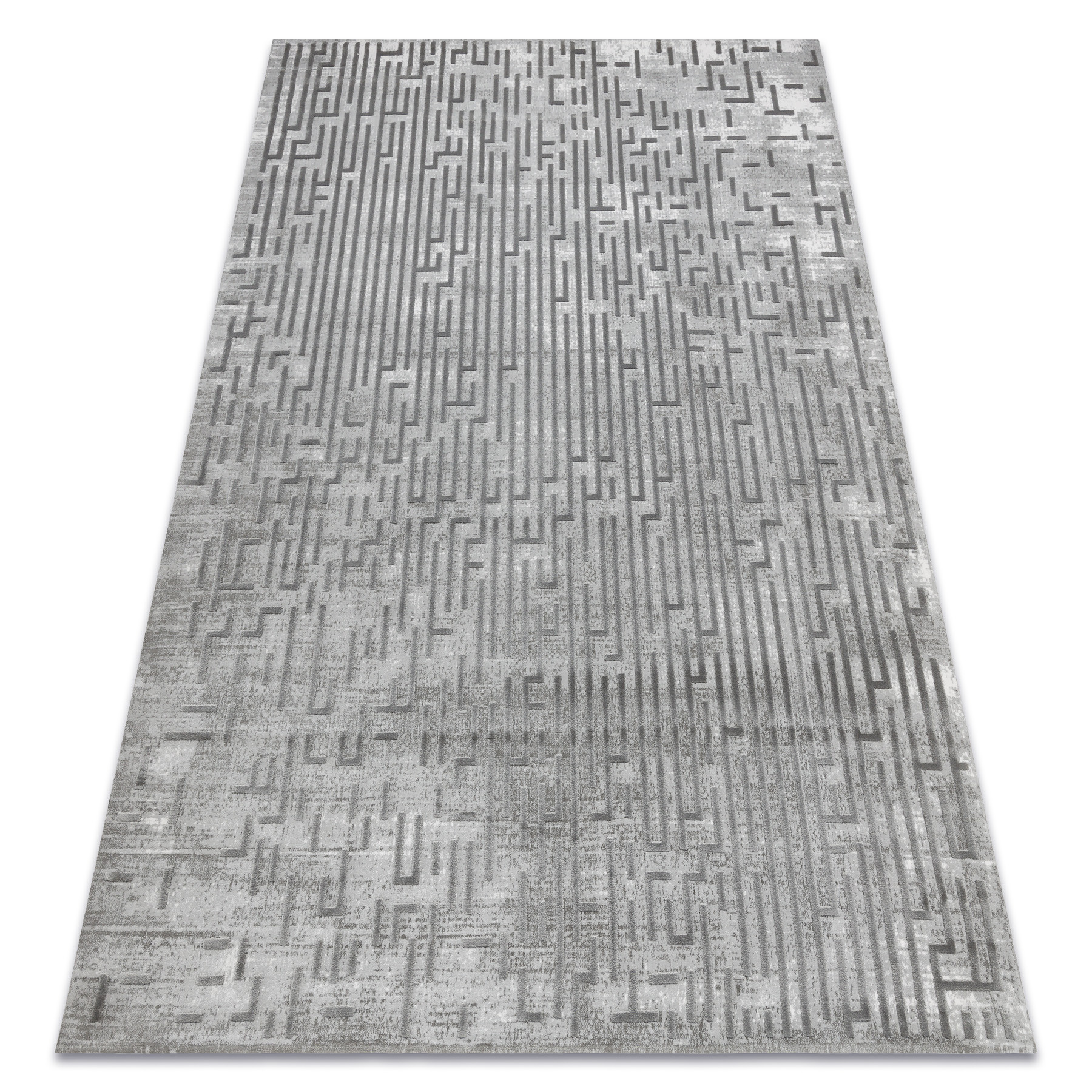 Dywan AKRYL VALS 3943 Przecierany labirynt szary 80x300 cm
