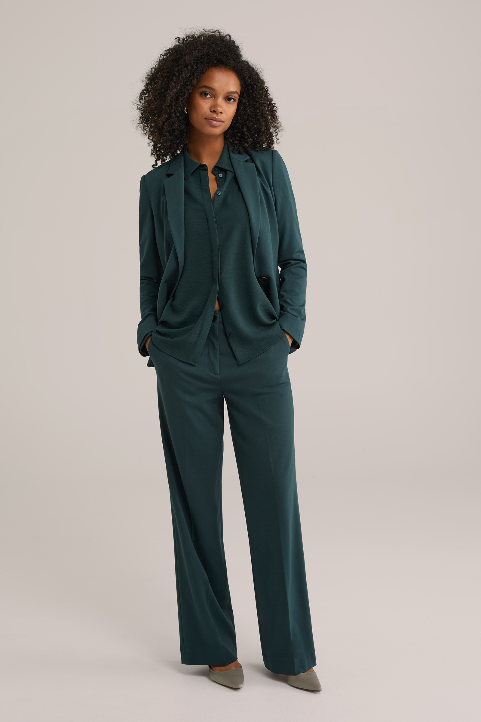 Dames wide leg jersey pantalon met stretch