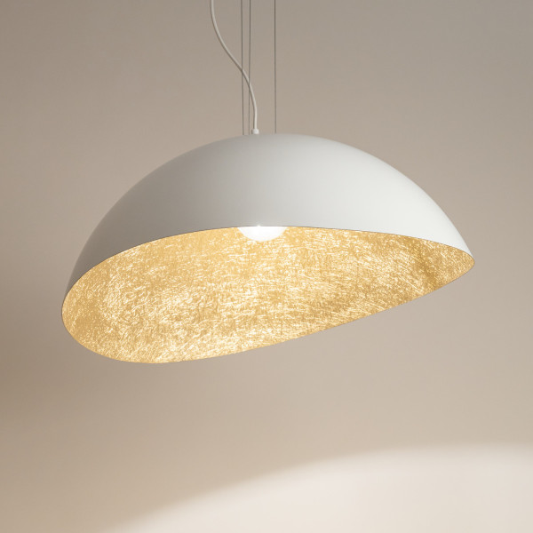 Lampa wisząca biało-złota Solaris 1xE27x15W wym: 89x48x47 cm Sigma Lighting